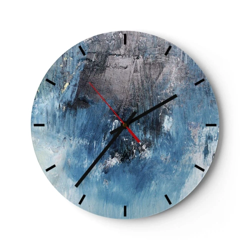 Nástěnné hodiny - Abstraktní textura v odstínech modré - 30x30cm - Rapsodie v modrém - Moderní nástěnná dekorace do obývacího pokoje, kuchyně a ložnice ARTTOR