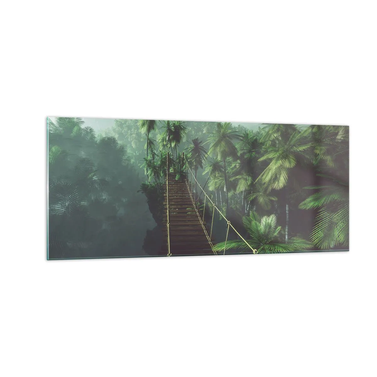 Obraz na skle - U vodopádu zeleně - 100x40 cm