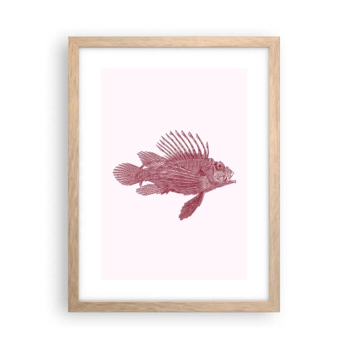 Plakát v rámu světlý dub - Obyvatelka exotických vod - 30x40 cm