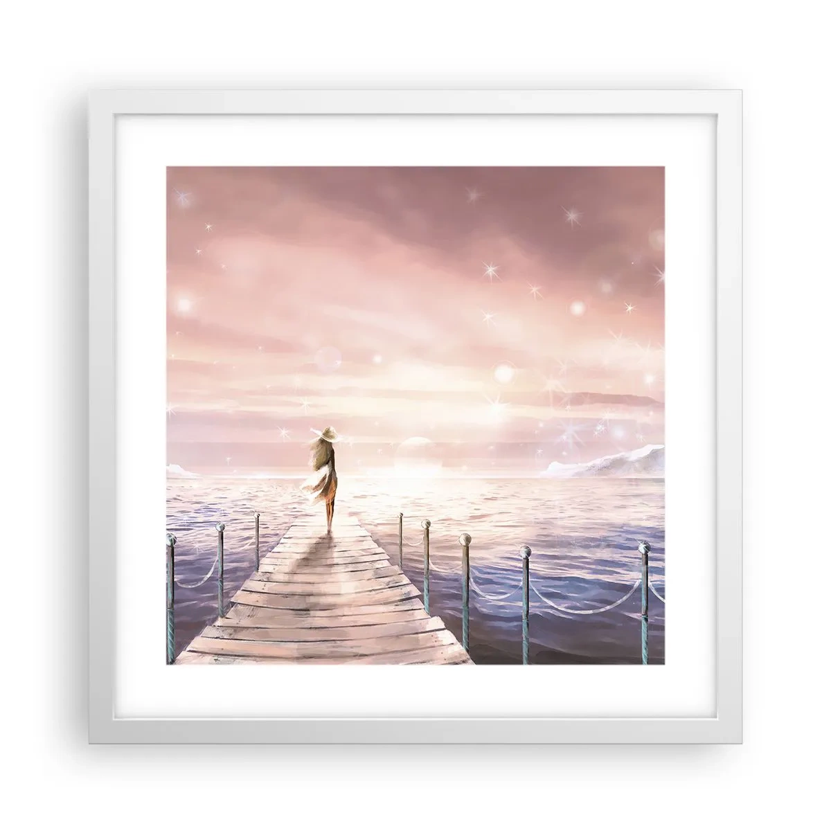 Plakát v bílém rámu - Ve světle snu - 40x40 cm