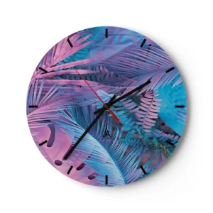 Nástěnné hodiny - Tropy v růžové a modré - 40x40 cm