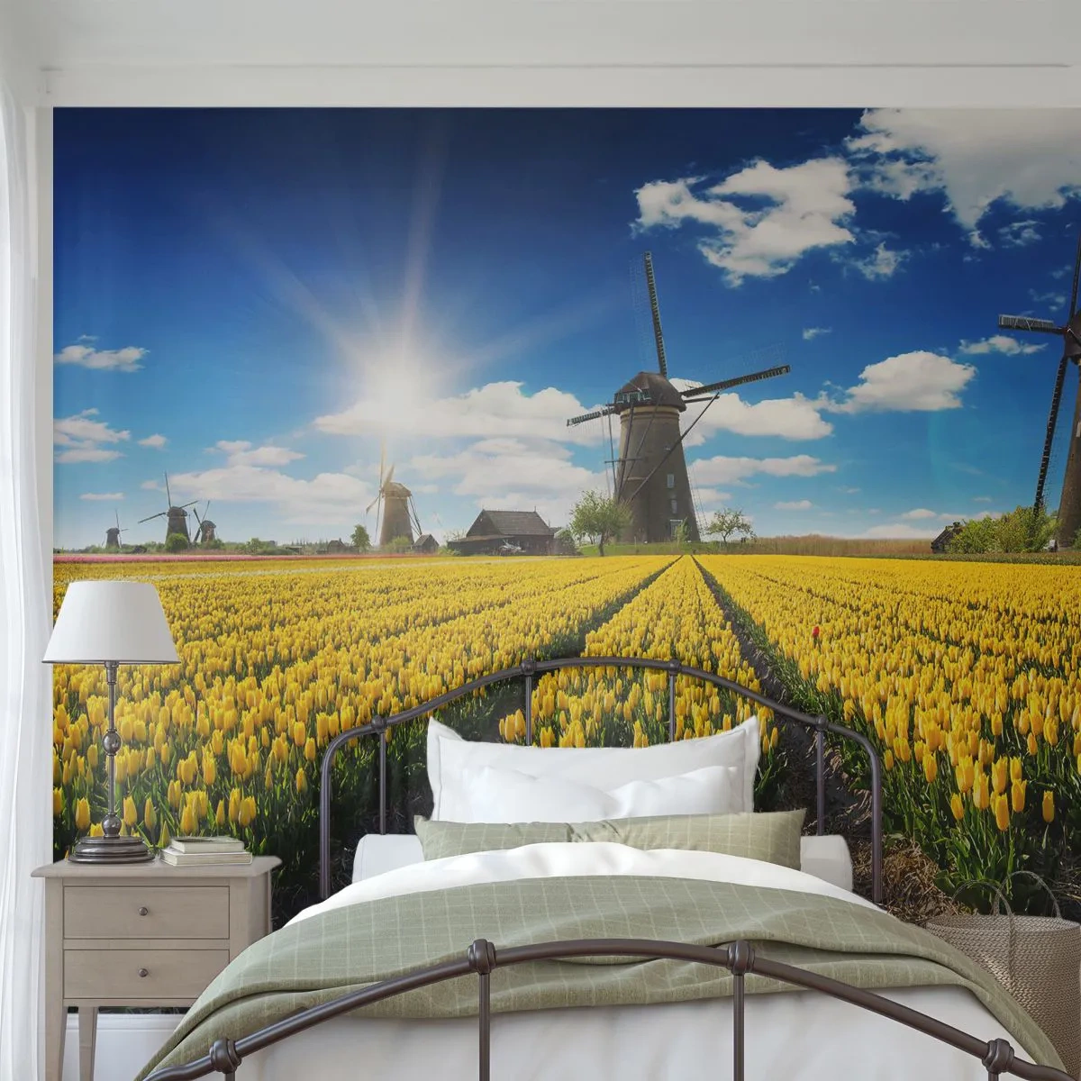 Fototapeta Samolepicí Deluxe Sticker - Více nizozemský nemůže být - Krajina, Fanoušek, tulipány - 400x280 cm