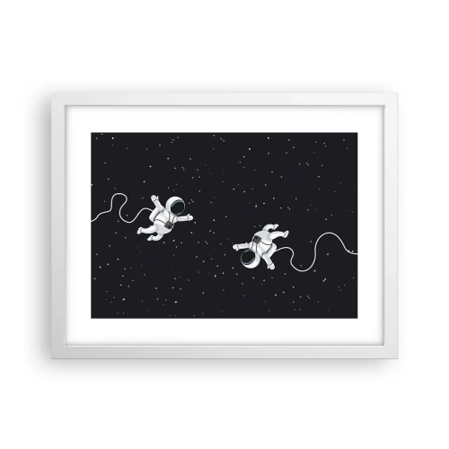 Plakát v bílém rámu - Kosmický tanec - 40x30 cm