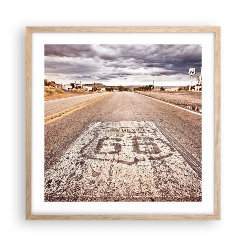 Plakát v rámu světlý dub - Mother Road - americká legenda - 50x50 cm