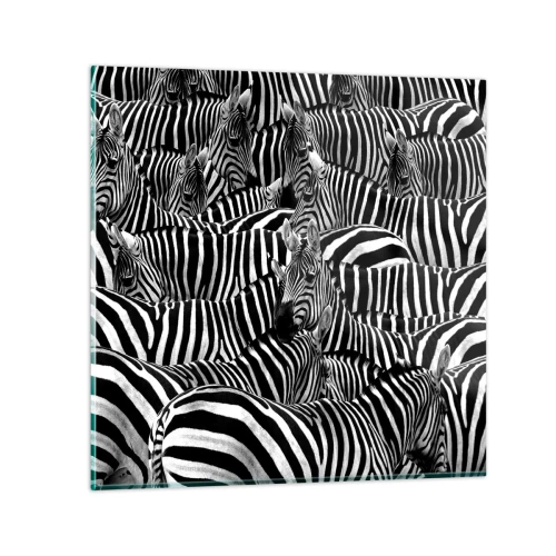 Obraz na skle - Skupinový portrét s pruhy - 60x60 cm