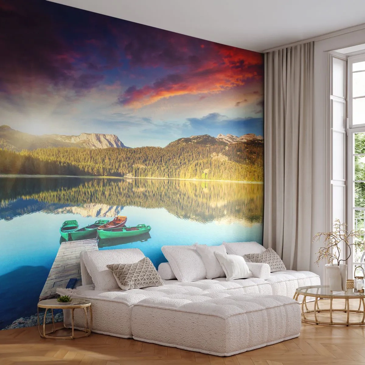 Fototapeta Premium Sand - U vody hladké jako zrcadlo - Krajina, hory, Les - 100x70 cm