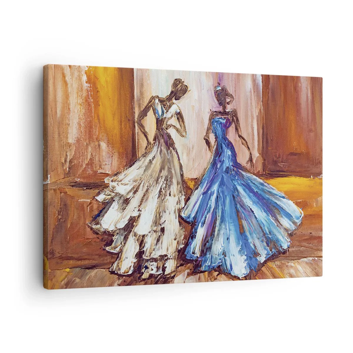 Obraz na plátně - Postavy ve večerních šatech v uměleckém stylu - 70x50cm - Půvabné duo - Moderní nástěnná dekorace do obývacího pokoje a ložnice ARTTOR