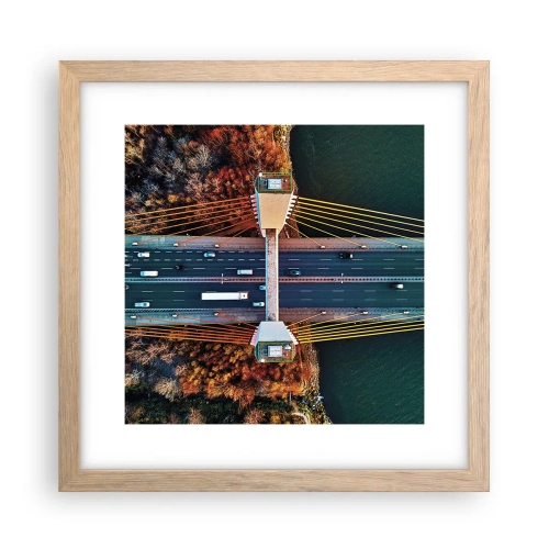 Plakát v rámu světlý dub - Za vodami, za lesy - 30x30 cm