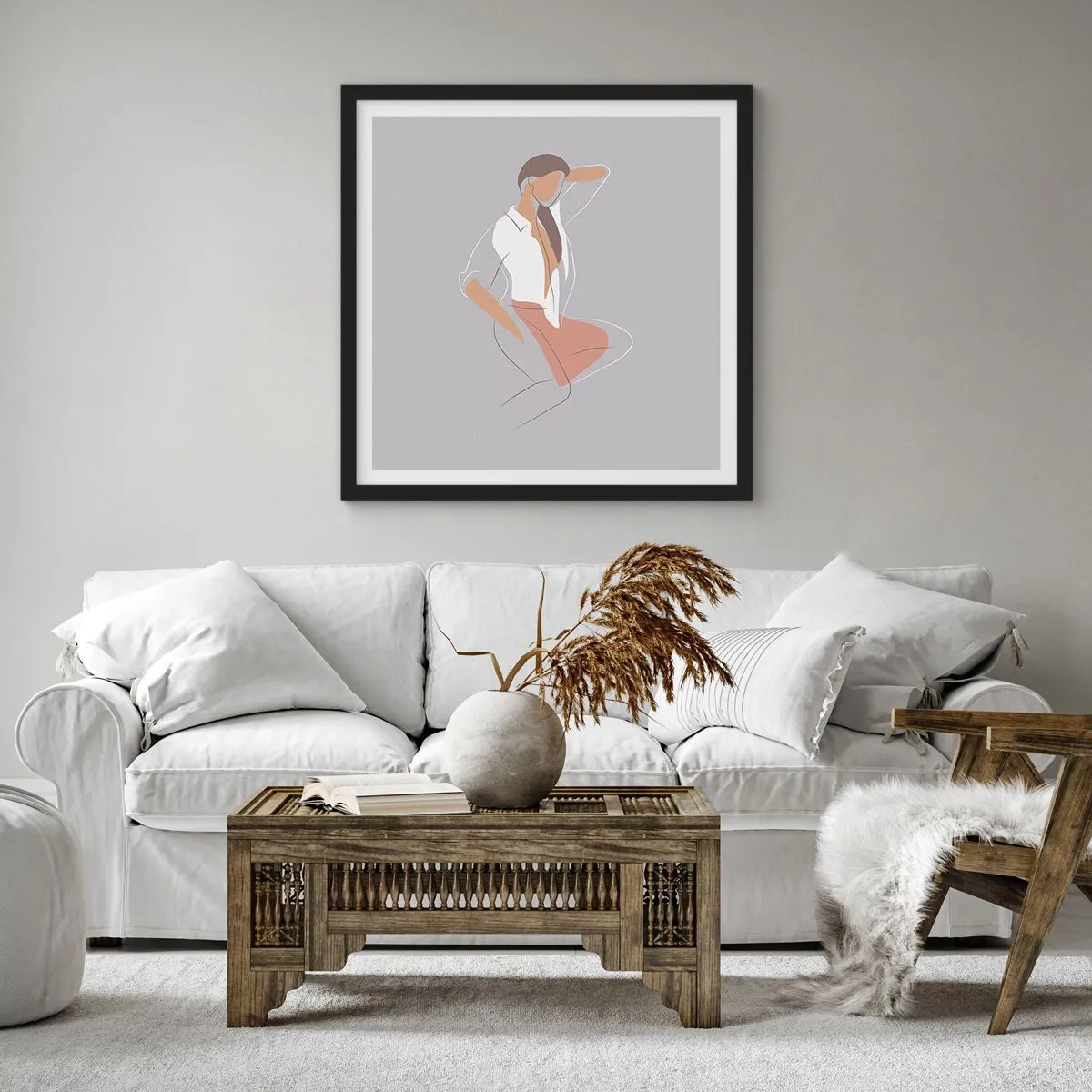 Plakát v černém rámu - Obrys půvabu - 60x60 cm