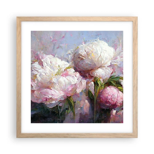 Plakát v rámu světlý dub - Kytice překypující životem - 40x40 cm