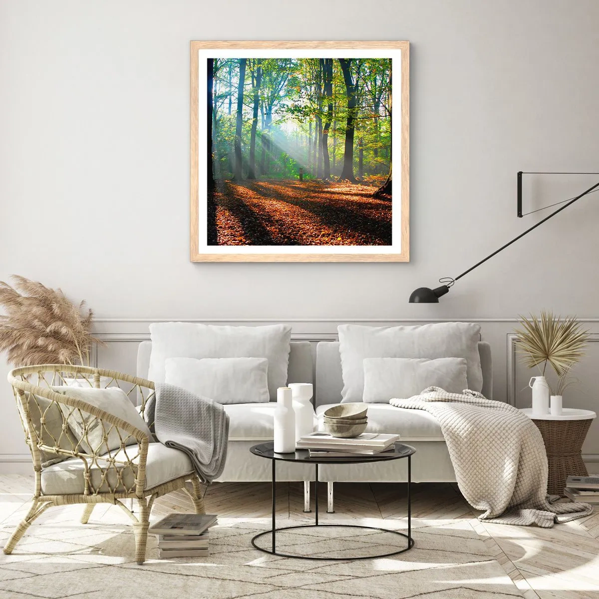 Plakát v rámu světlý dub - Světla a stíny - 30x30 cm