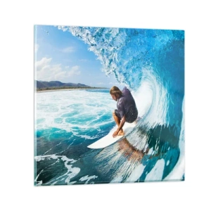 Obraz na skle - Tančící s vlnami - 40x40 cm