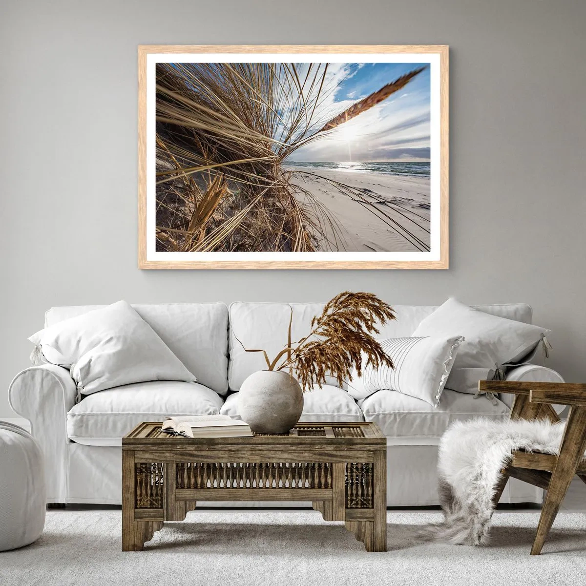 Plakát v rámu světlý dub - Setkání živlů - 100x70 cm