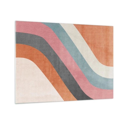 Obraz na skle - Barevné diagonální pruhy na světlém pozadí - 70x50cm - Diagonální kompozice – pohyb - Moderní nástěnná dekorace do obývacího pokoje a ložnice ARTTOR