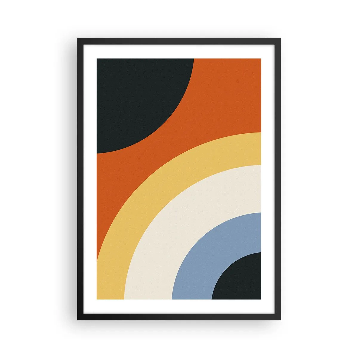 Plakát v černém rámu - Abstraktní barevné oblouky a kruhy - 50x70cm - K sobě samému - Moderní nástěnná dekorace do obývacího pokoje a ložnice ARTTOR