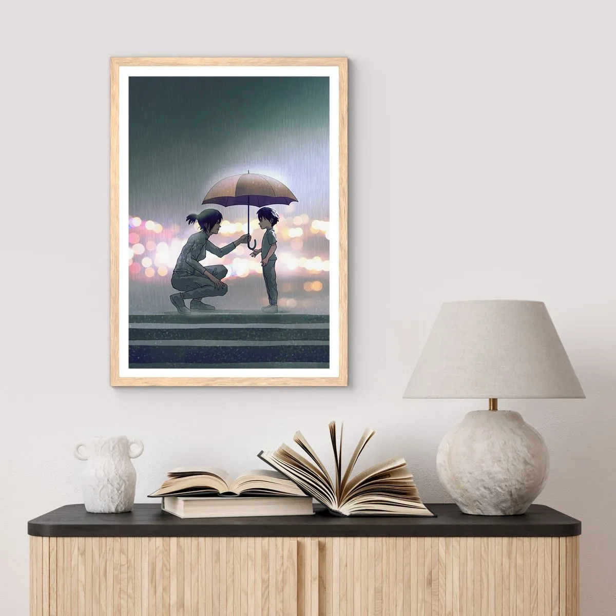 Plakát v rámu světlý dub - A vše je v pořádku - 40x50 cm