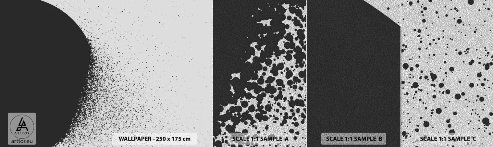 Vzor Fototapety Premium Sand - Pohyb částic - Abstrakce, Černý a bílý, Grafika - 100x30 cm