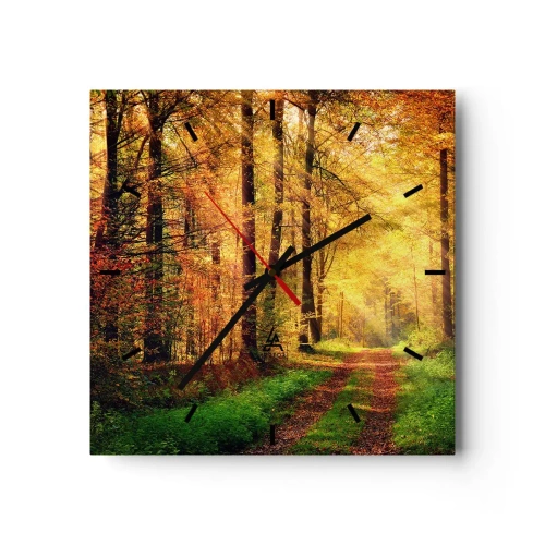 Nástěnné hodiny - Lesně-zlaté ticho - 30x30 cm
