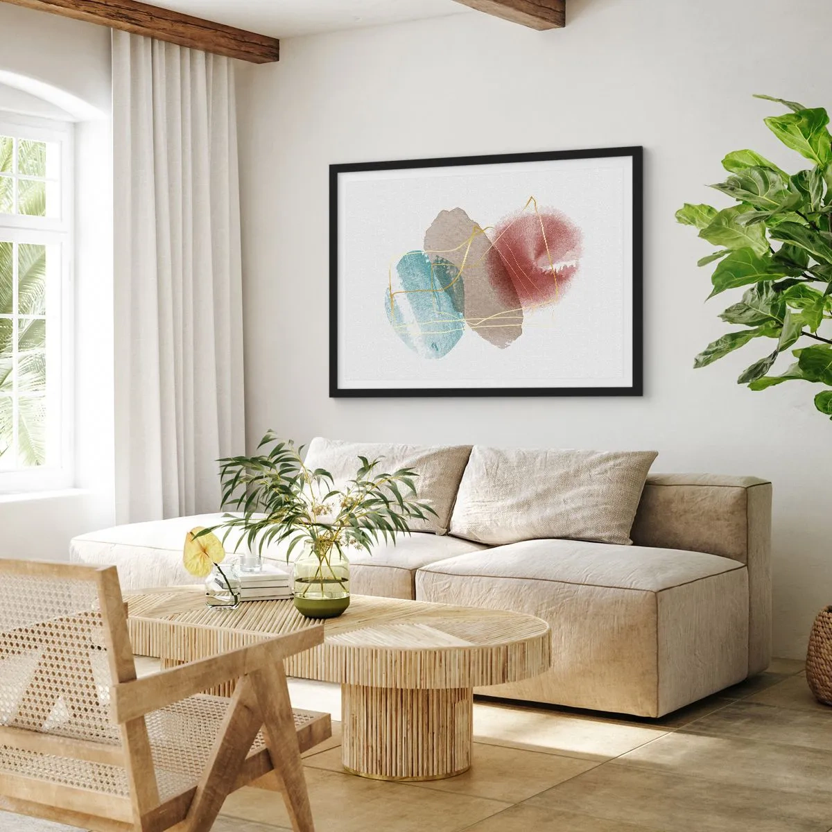 Plakát v černém rámu - Korálky prostoru - 100x70 cm