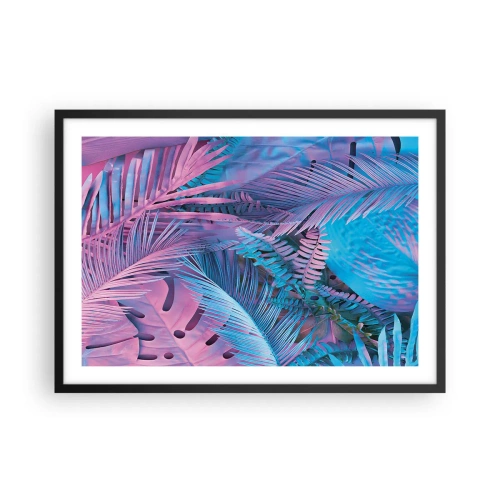 Plakát v černém rámu - Tropy v růžové a modré - 70x50 cm