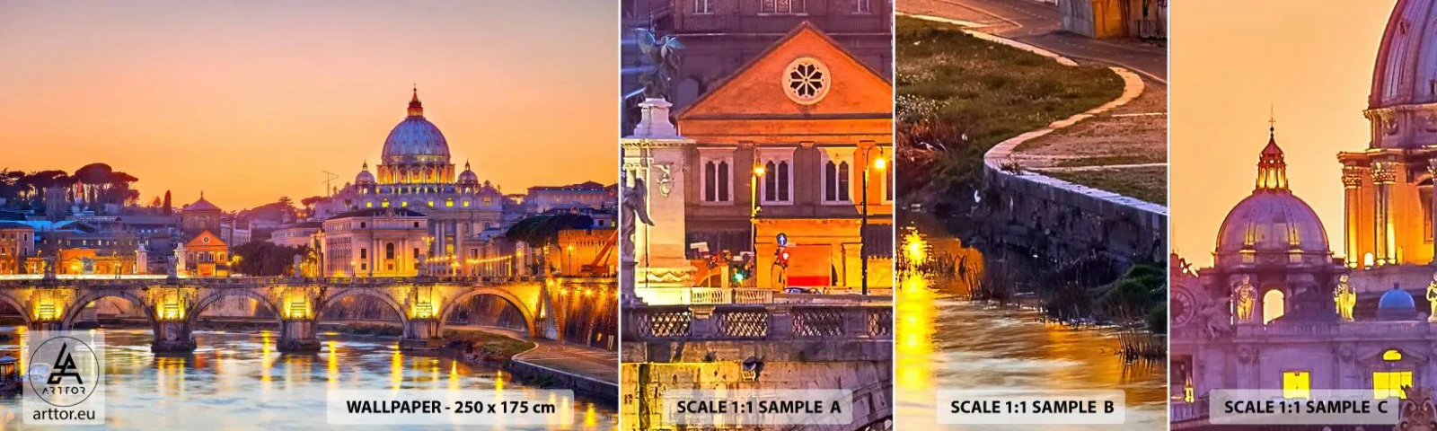Fototapeta Vzorek Standard Eco - Soumrak nad Věčným městem - Město, Řím, Architektura - 100x30 cm