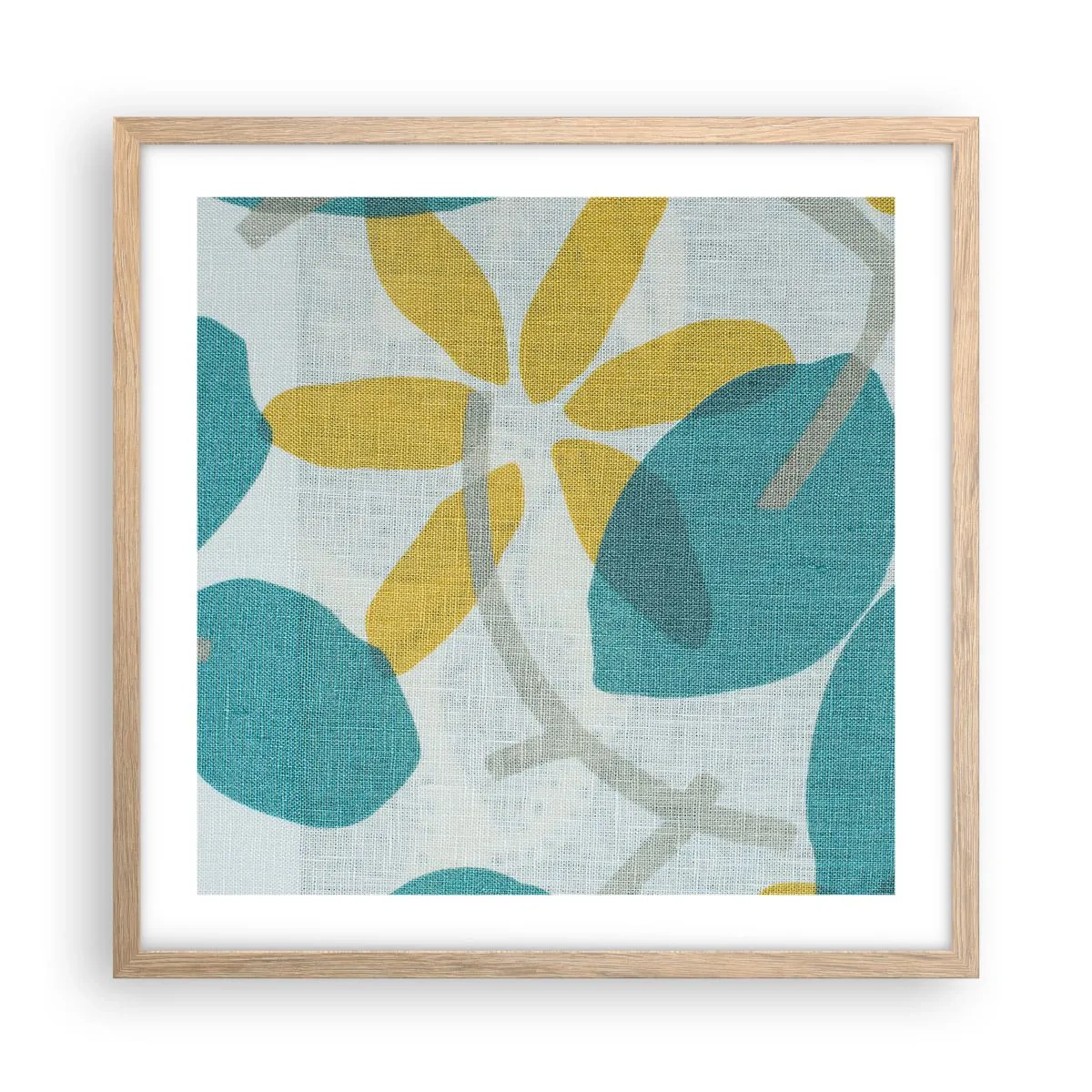 Plakát v rámu světlý dub - Mezi azurovými listy - 50x50 cm