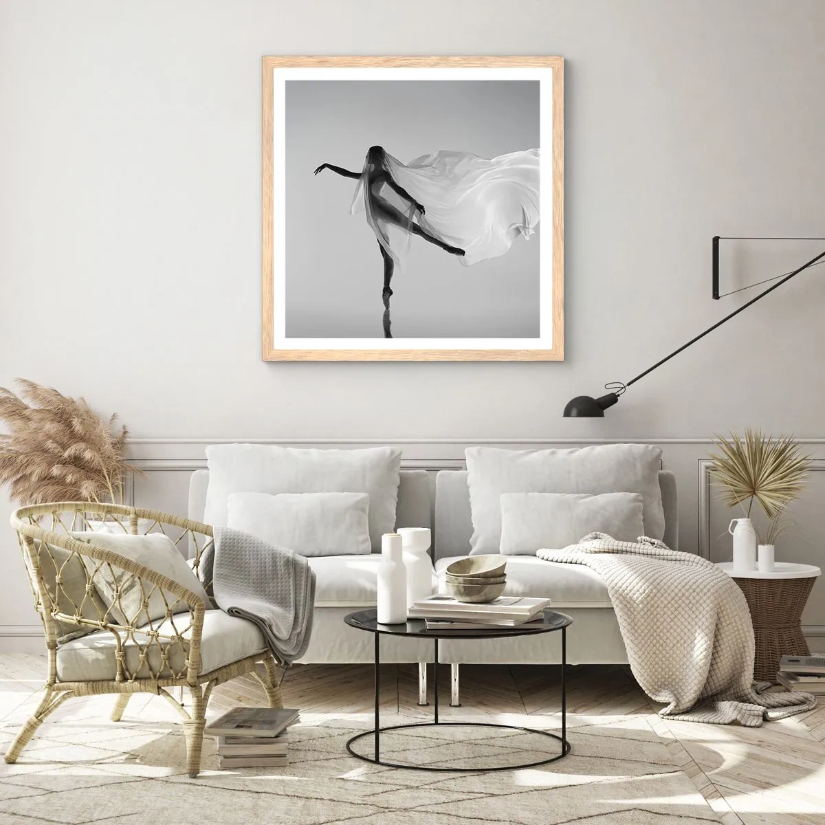 Plakát v rámu světlý dub - Lehkost a půvab - 50x50 cm