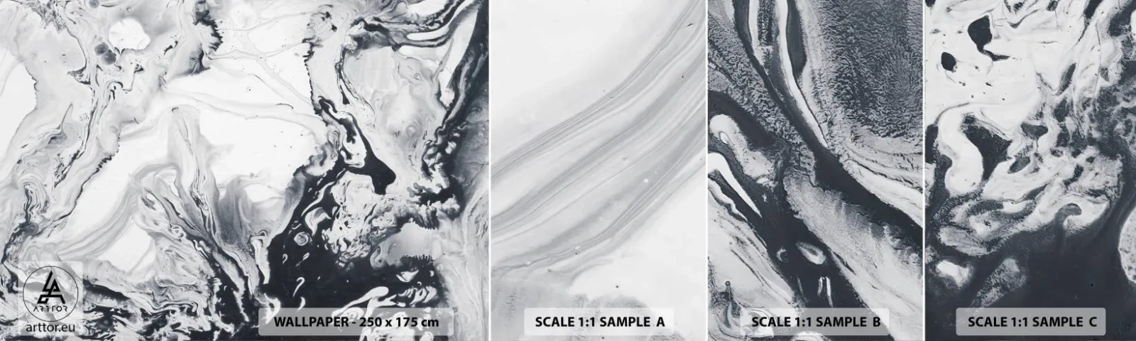 Vzor Fototapety Samolepicí Deluxe Sticker - Zemské nitro - Abstrakce, Kus, Černý a bílý - 100x30 cm