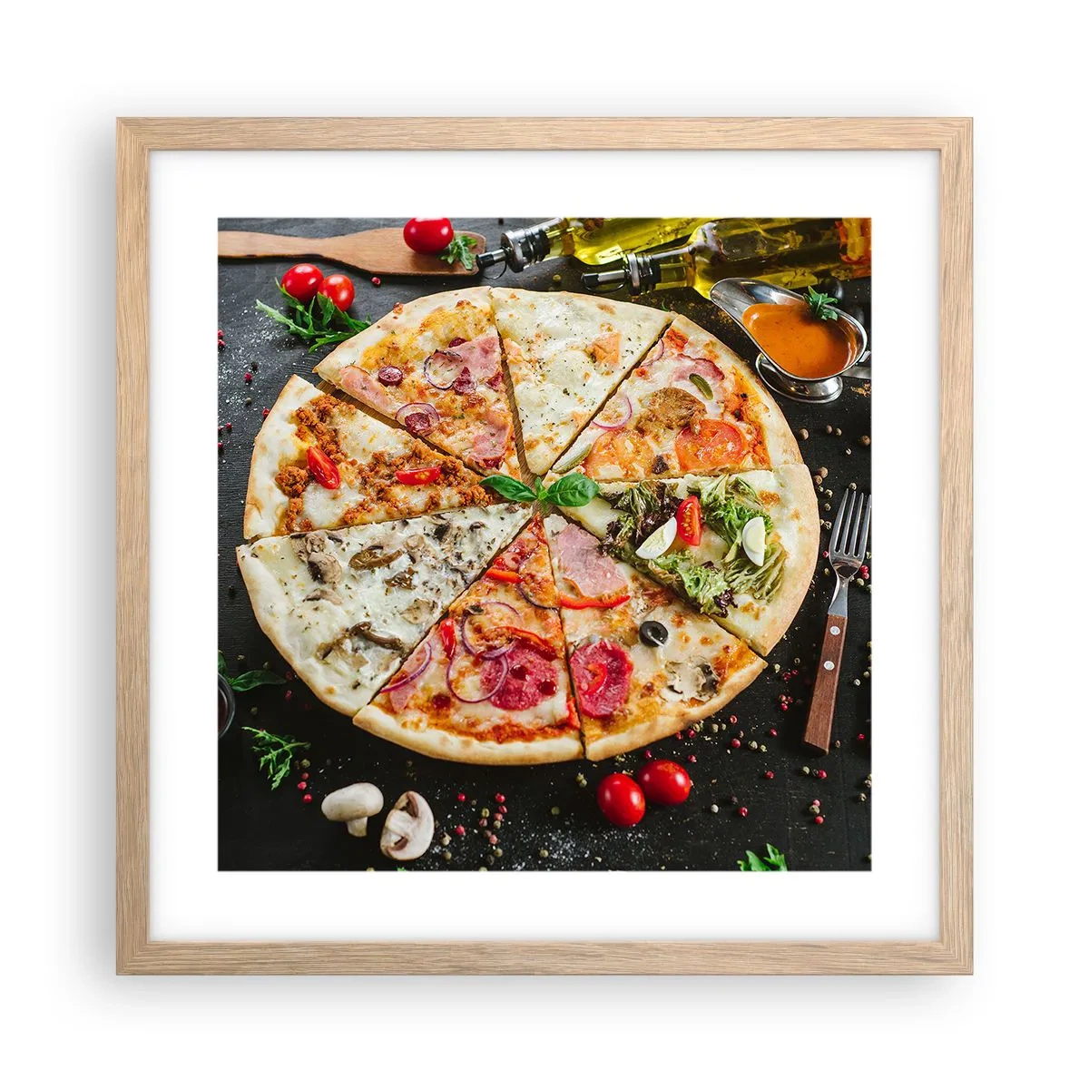 Plakát v rámu světlý dub - Vějíř chutí - 40x40 cm