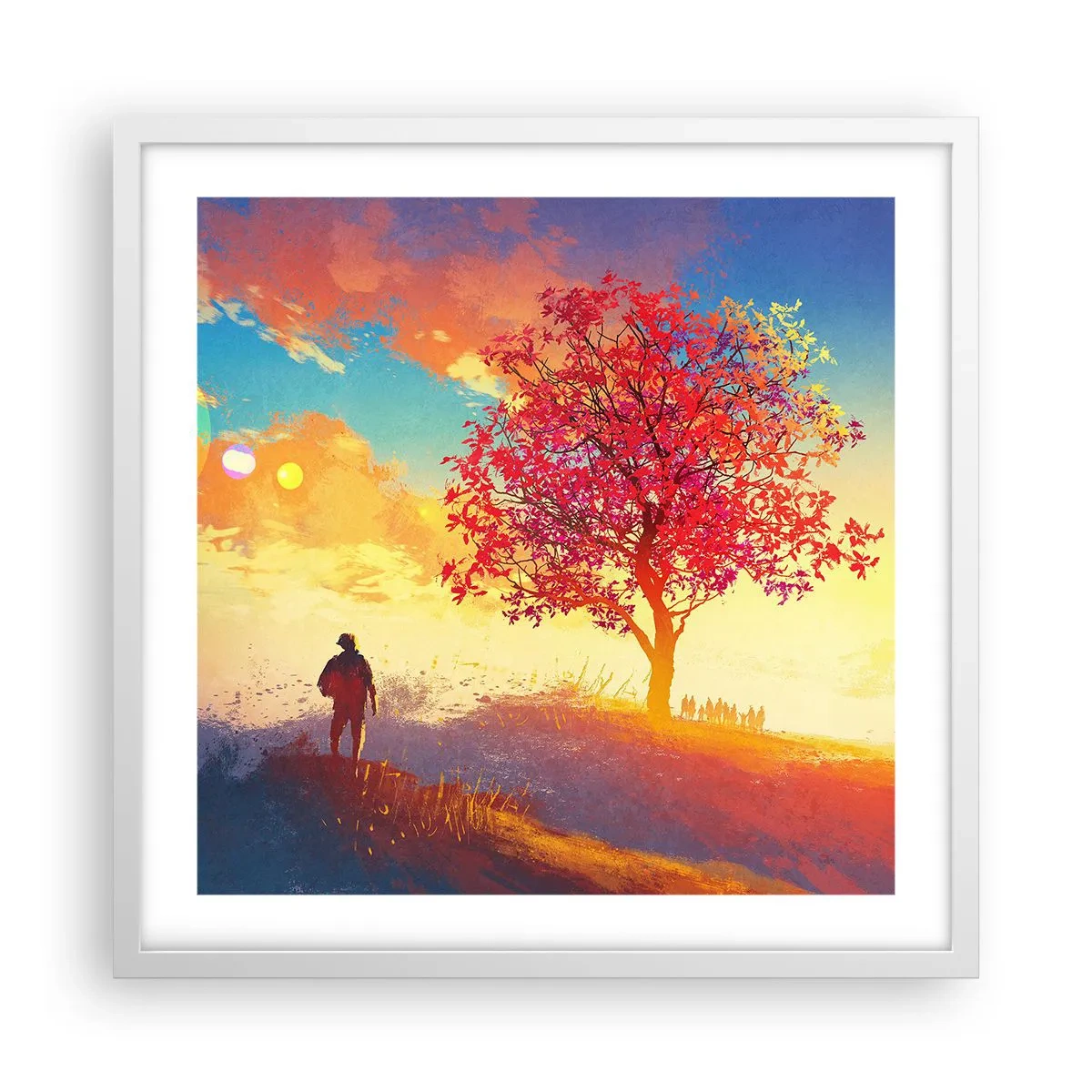 Plakát v bílém rámu - Poutník u cíle - 50x50 cm