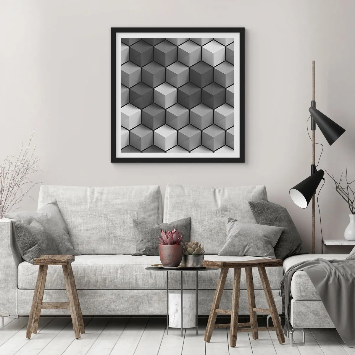 Plakát v černém rámu - Kubistické puzzle - 30x30 cm