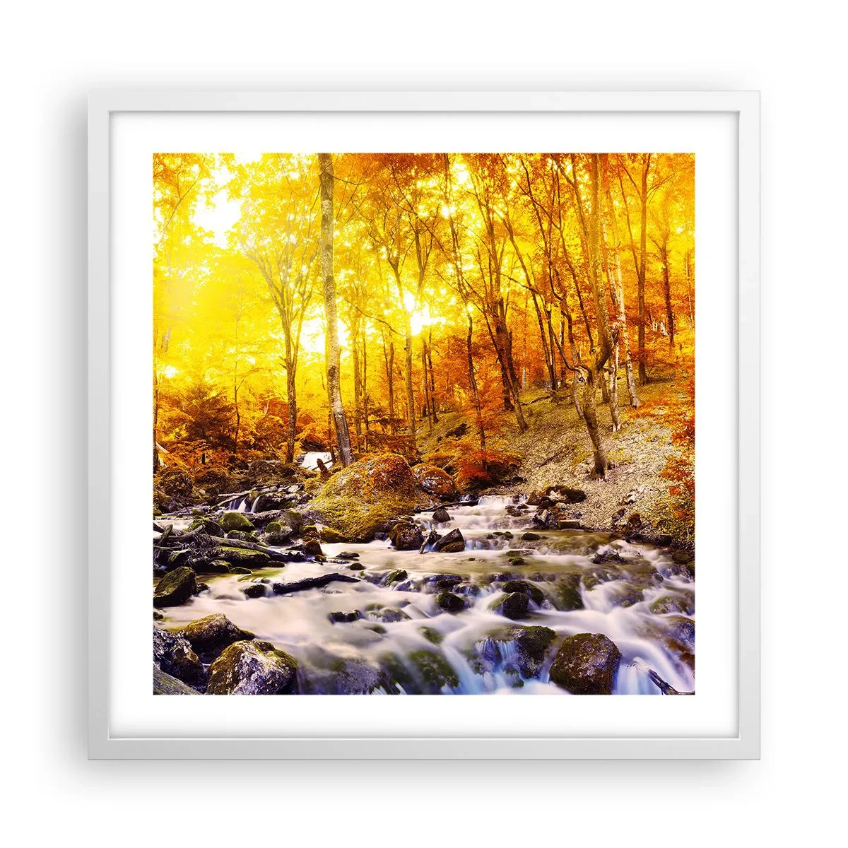 Plakát v bílém rámu - Kameny zasazené do zlata a platiny - 50x50 cm