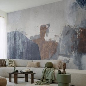 Fototapeta Premium Canvas - Modro-hnědé tvary - Kus, Abstrakce, Minimalismus - 300x210 cm