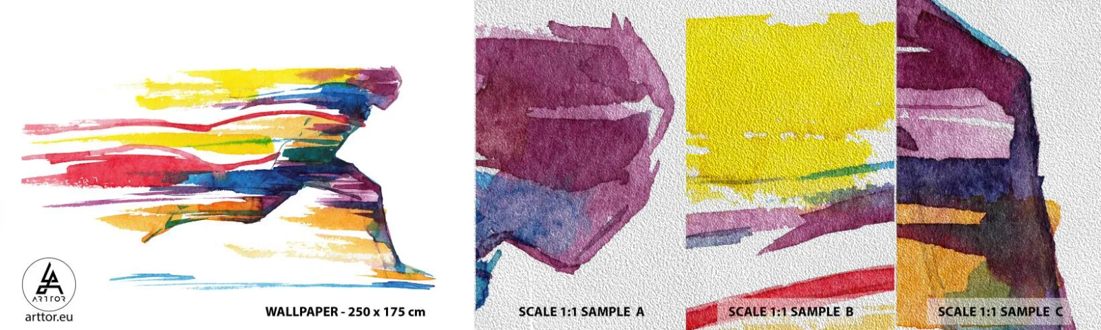 Vzor Fototapety Premium Sand - Duhový běh - Abstrakce, Sport, Běžec - 100x30 cm