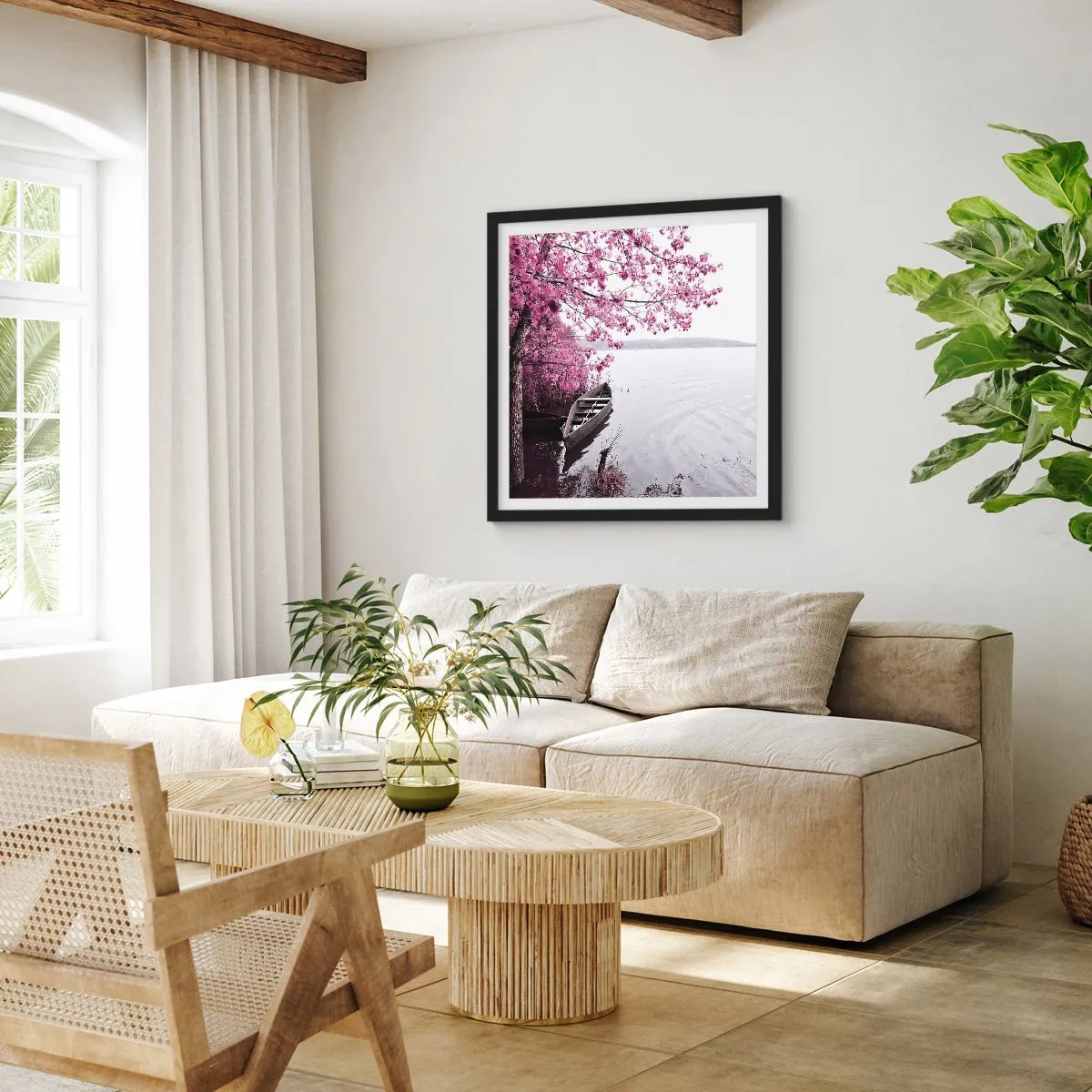 Plakát v černém rámu - V růžovém tichu - 40x40 cm