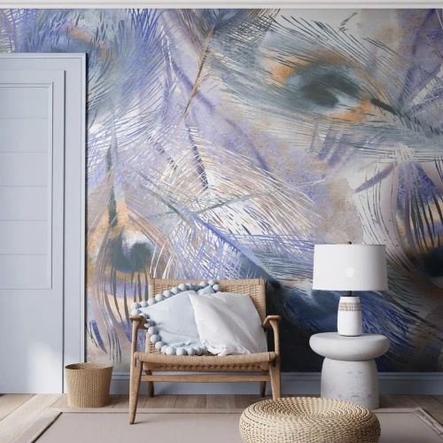 Fototapeta Premium Canvas - Kompozice pavího oka - Abstrakce, Paví peří, Boho - 200x140 cm