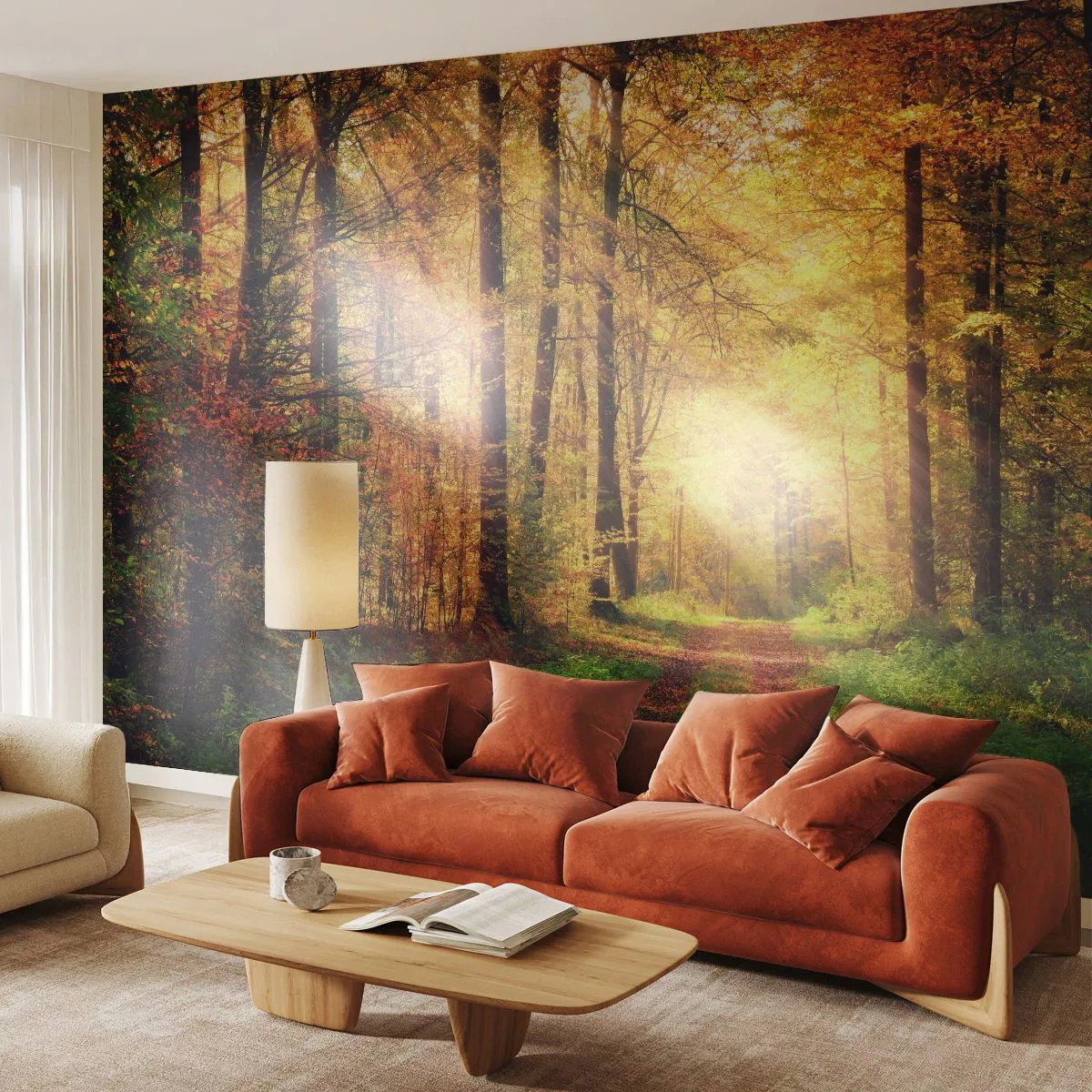 Fototapeta Samolepicí Deluxe Sticker - Lesně-zlaté ticho - Krajina, Les, Lesní cesta - 250x175 cm