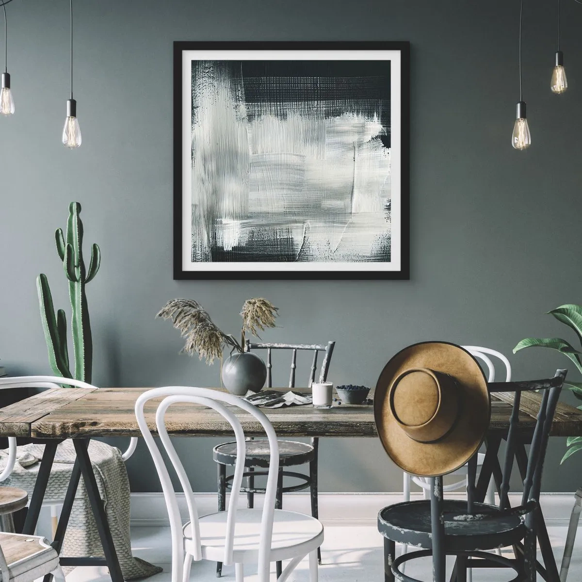 Plakát v černém rámu - Utkané svisle a vodorovně - 60x60 cm