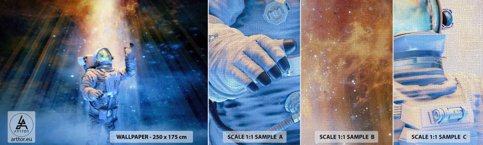 Vzor Fototapety Premium Canvas - Konečně v cíli - Abstrakce, Astronaut, Kosmos - 100x30 cm