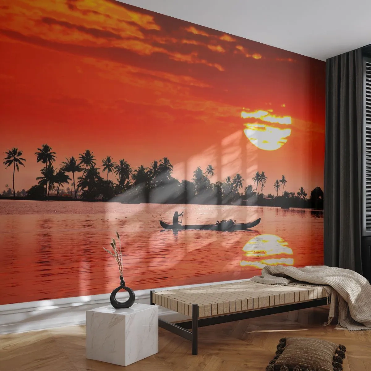 Fototapeta Samolepicí Deluxe Sticker - Klid tropů při západu - Krajina, Indie, Západ slunce - 250x175 cm