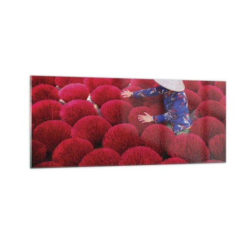 Obraz na skle - Na rýžovém poli - 100x40 cm