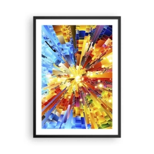 Plakát v černém rámu - Barevná exploze světla v abstraktní podobě - 50x70cm - In medias res - Moderní nástěnná dekorace do obývacího pokoje a ložnice ARTTOR