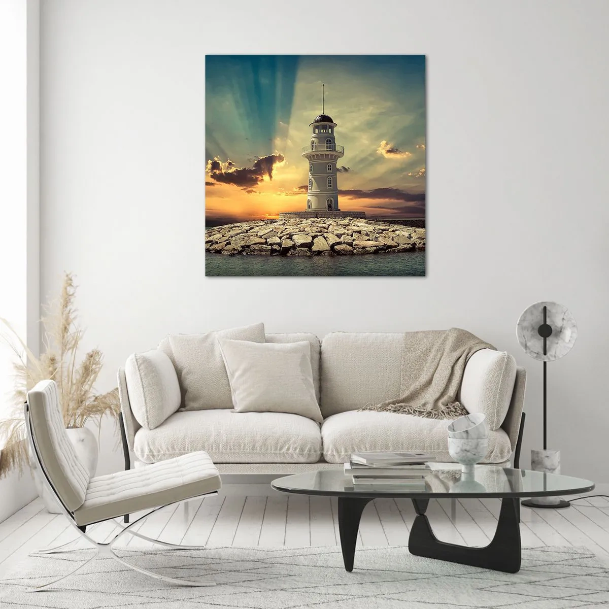 Obraz na skle - Světlo - Dobro - Krása - 60x60 cm