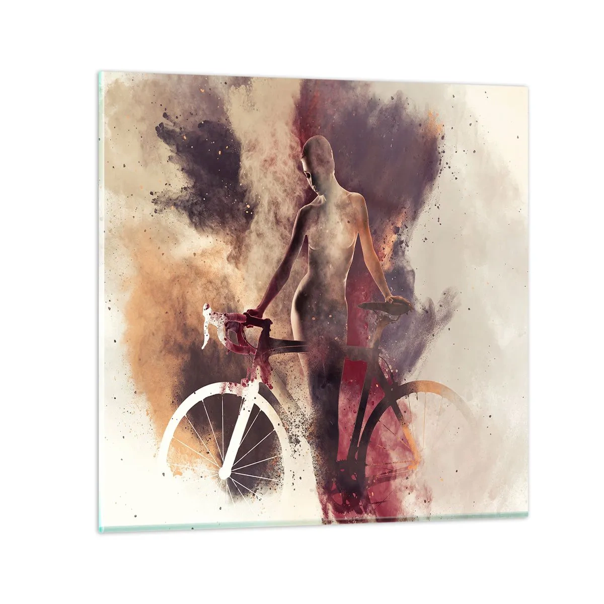 Obraz na skle - Cyklistická duše v mramorových tvarech - 50x50 cm