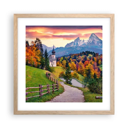 Plakát v rámu světlý dub - Naprosto ideální krajina - 40x40 cm