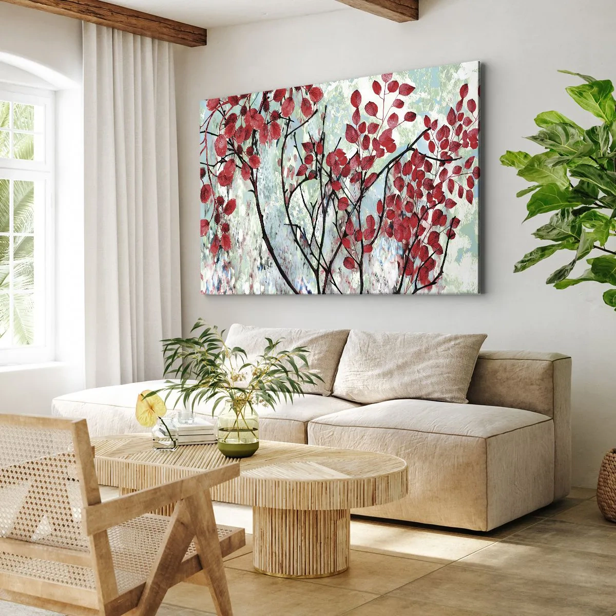 Obraz na plátně - Strom v šarlatové - 70x50 cm