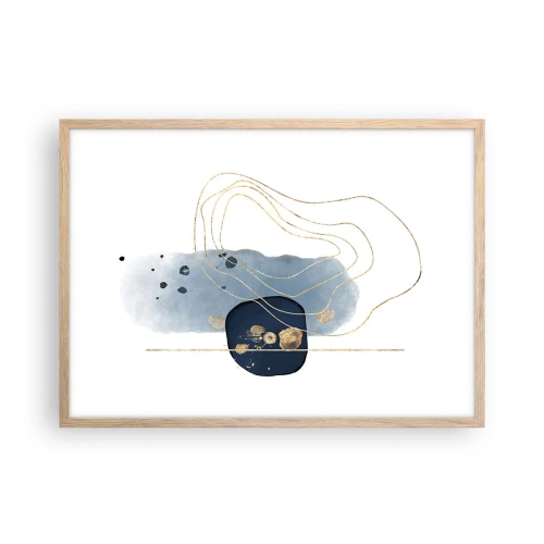 Plakát v rámu světlý dub - Modro-zlatá fantazie - 70x50 cm