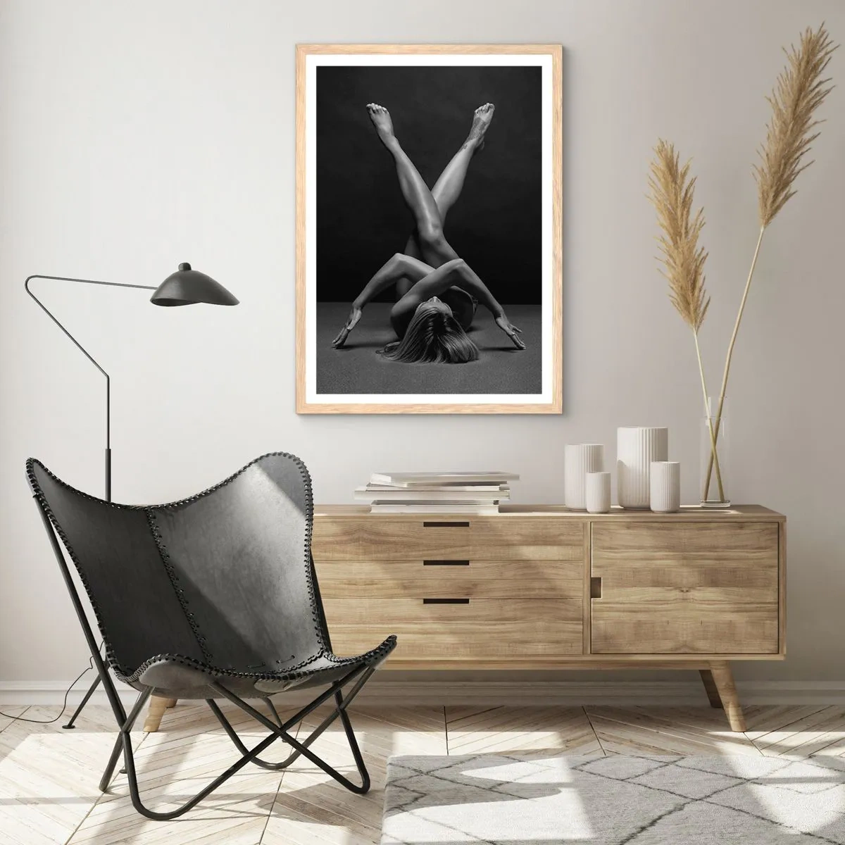 Plakát v rámu světlý dub - Geometrie nahoty - 70x100 cm