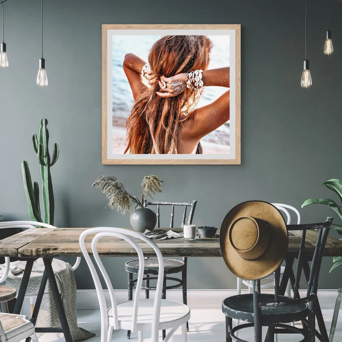 Plakát v rámu světlý dub - Sestra vody a slunce - 60x60 cm