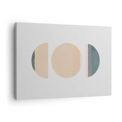 Obraz na plátně - Abstraktní geometrické tvary v pastelových barvách - 70x50cm - Kruh za kruhem - Moderní nástěnná dekorace do obývacího pokoje a ložnice ARTTOR
